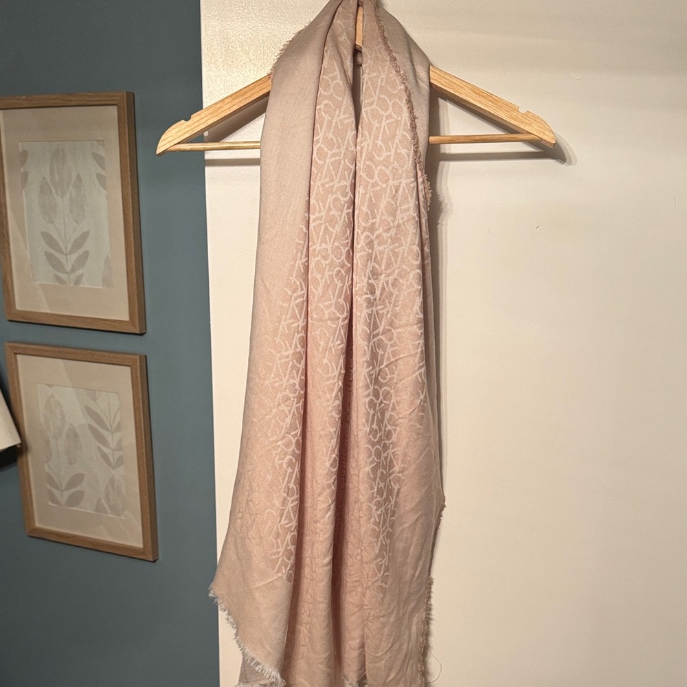 Calvin Klein Soft Beige Patterned Scarf